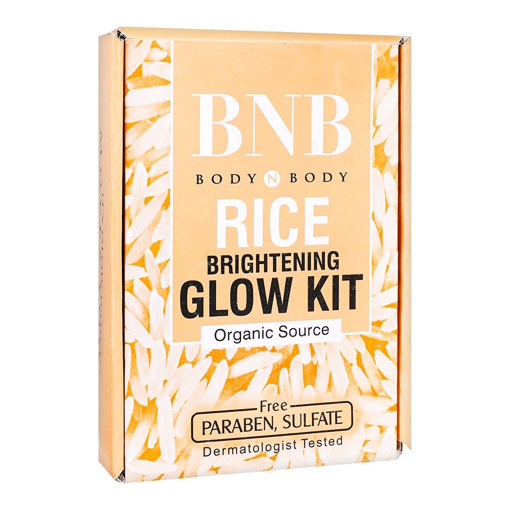 BNB Organic Source Rice Brightening Glow Kit, Face Wash+Scrub+Mask, Paraben and Sulfate Free, Dermatologist-Tested - Front View
