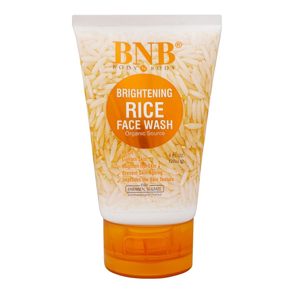 BNB Organic Source Brightening Rice Face Wash, Paraben and Sulfate Free, 120ml - Front View