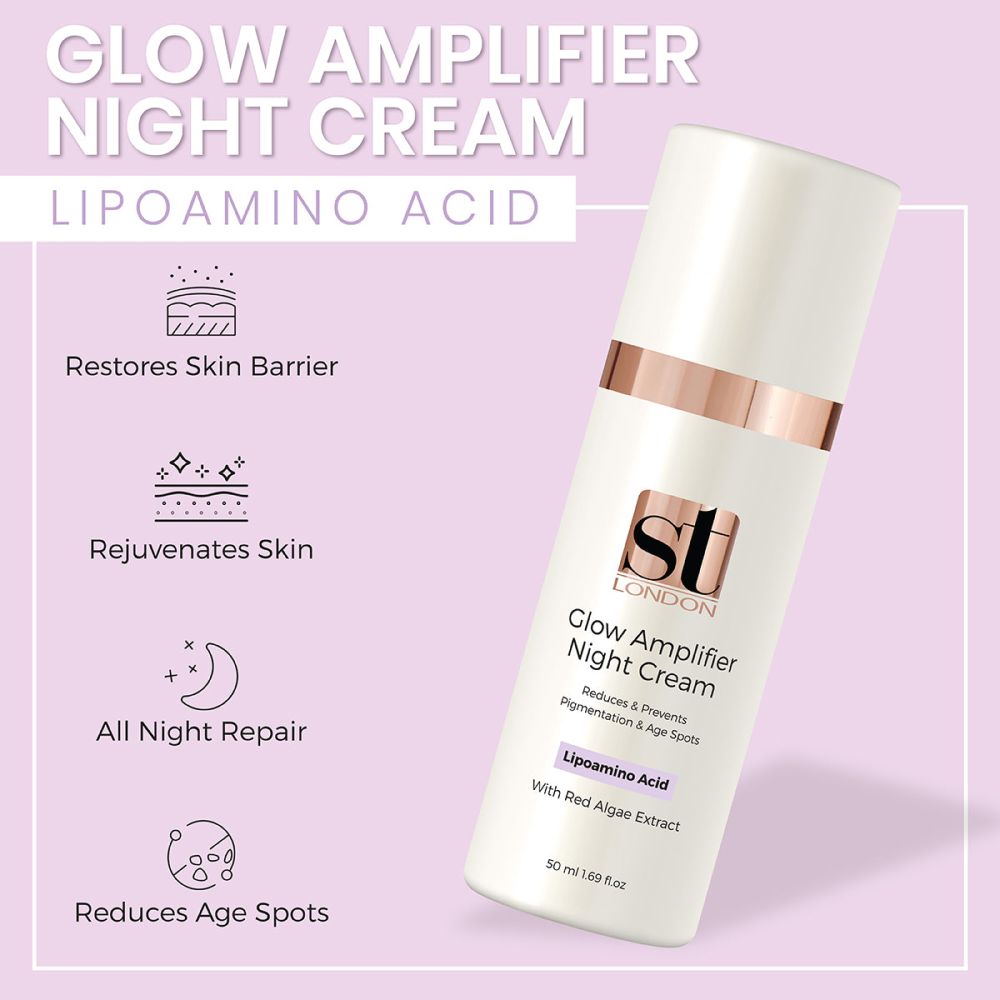 ST London Lipoamino Acid With Red Algae Extract Glow Amplifier Night Cream, 50ml - Front View