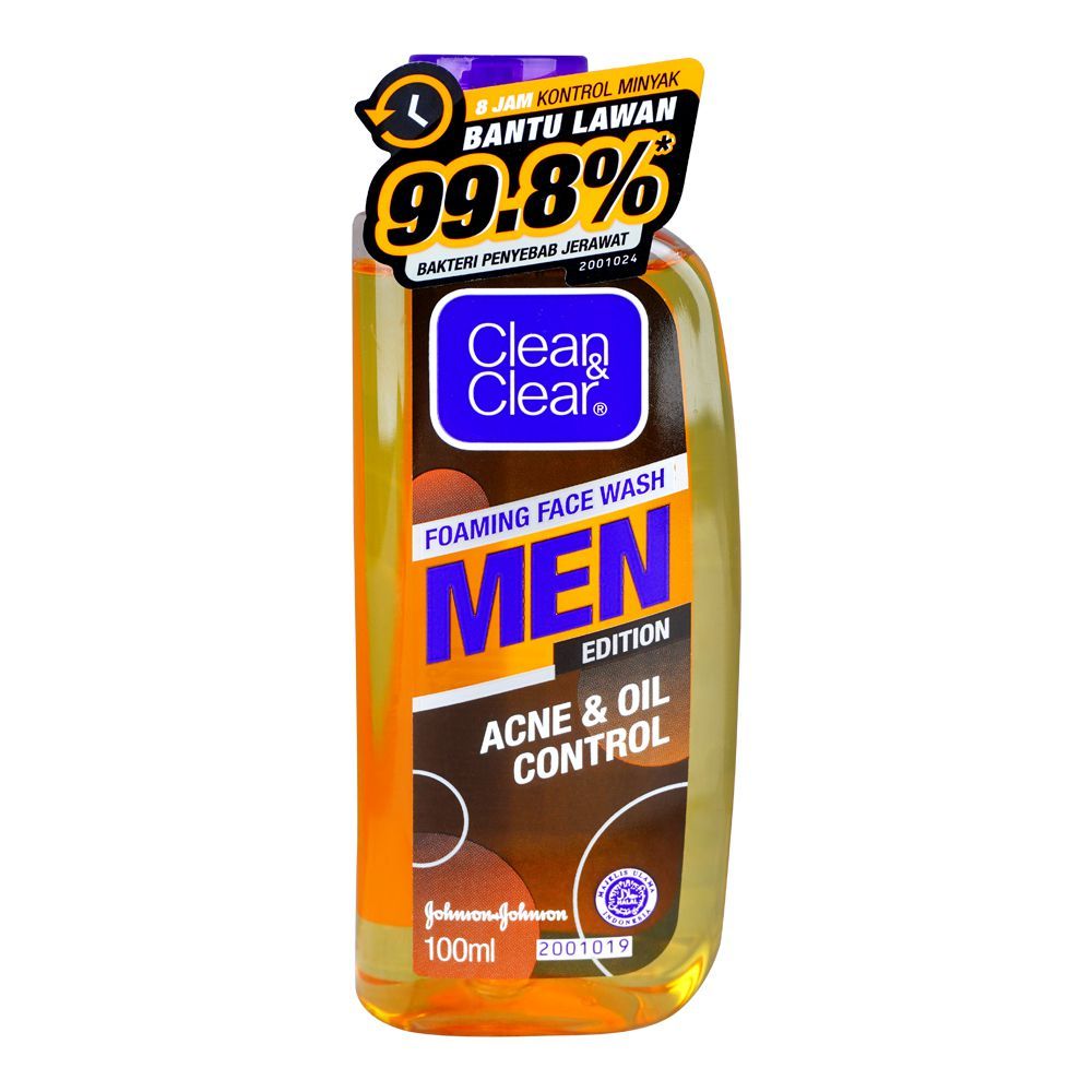 Clean & Clear Men Edition Acne & Oil Control Foaming Face Wash, 100ml - Front View