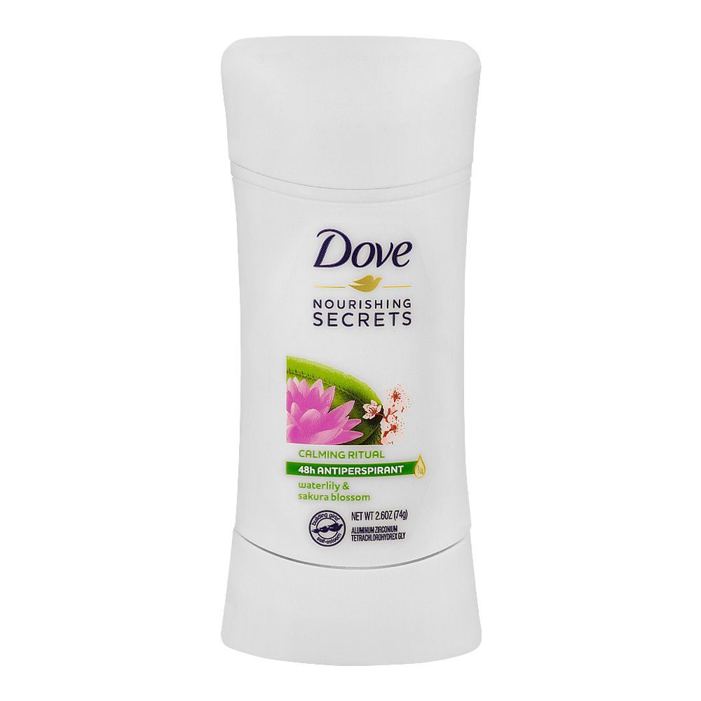 Dove Nourishing Secrets Calming Ritual Waterlily & Sakura Blossom Deodorant Stick, For Women, 74g - Front View