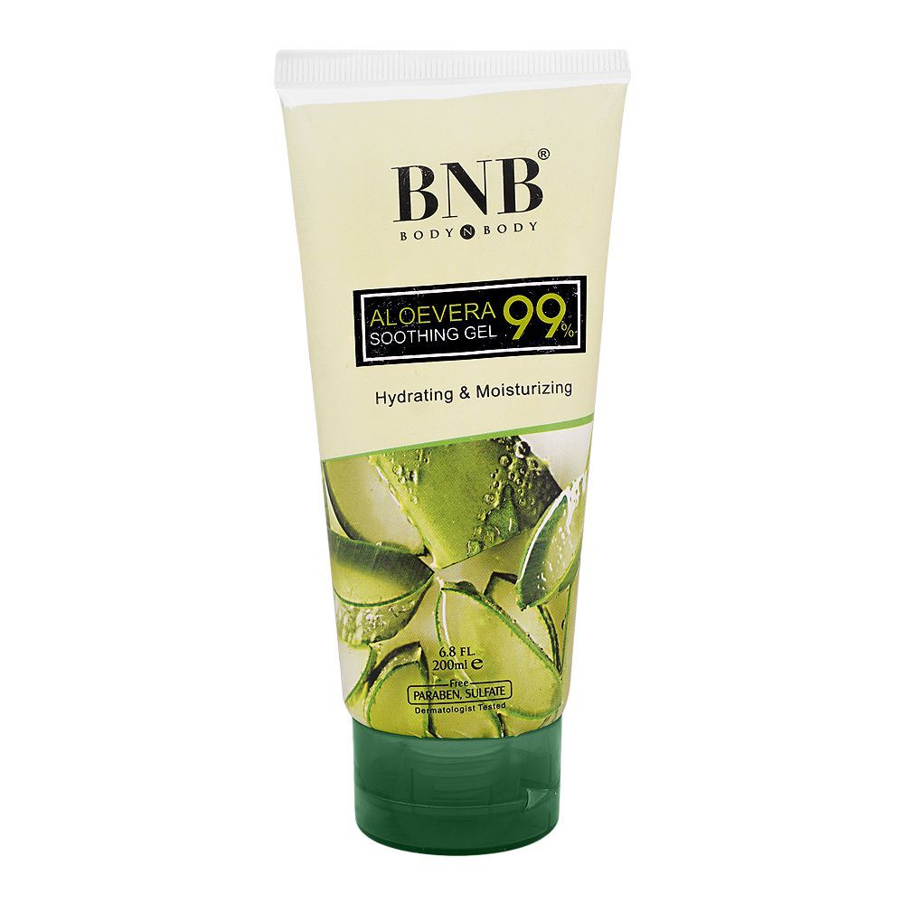 BNB Aloe Vera 99% Soothing Gel, Paraben and Sulfate Free, Dermatologist-Tested, 200ml - Front View