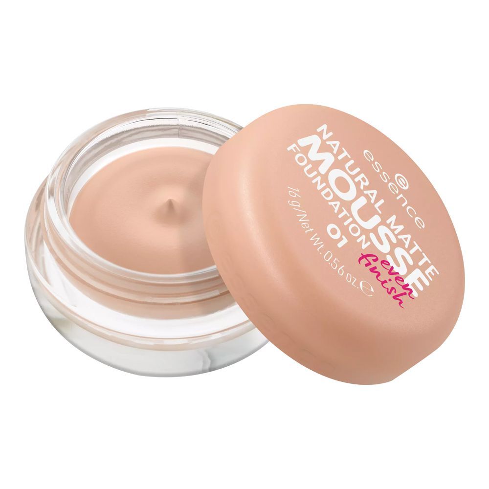 Essence Natural Matte Mousse Foundation, Vegan, 16g, 01 - Front View