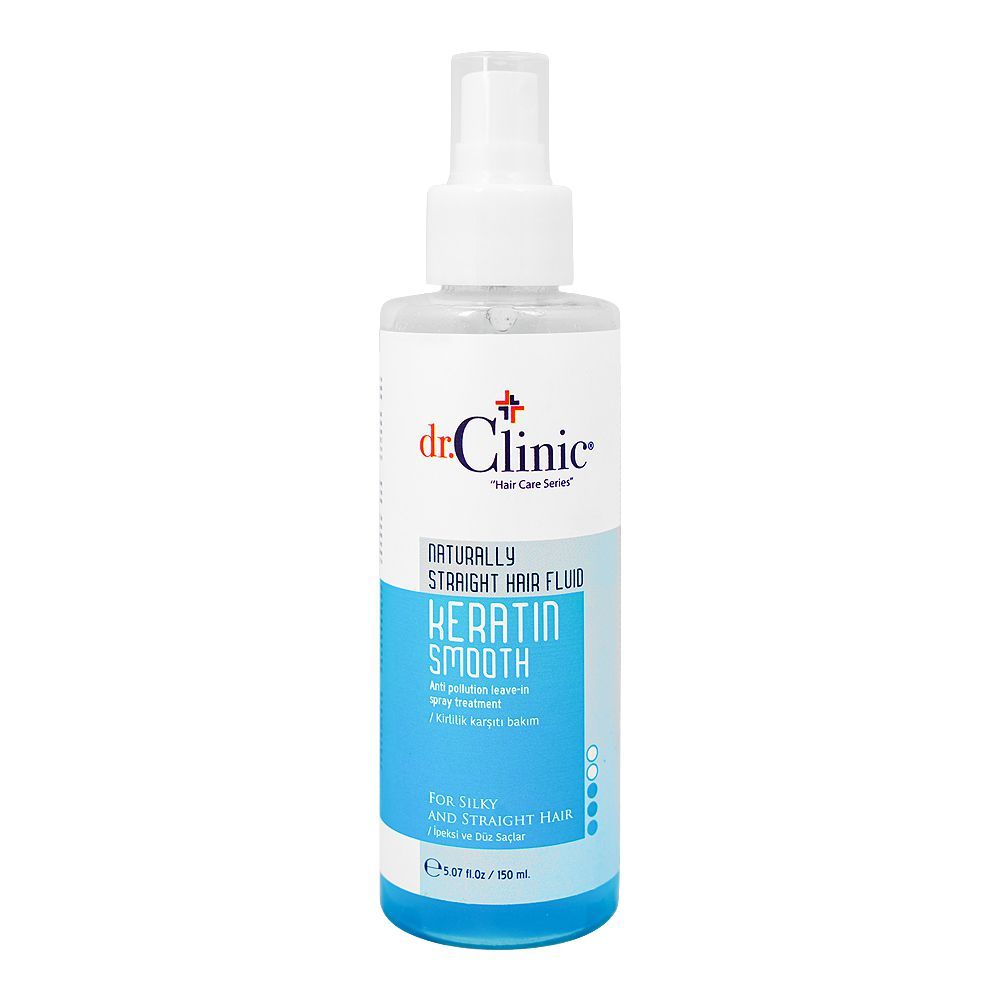 Dr.Clinic Hair Care Series Keratin Smooth Naturally Straight Hair Fluid, For Silky & Straight Hair, 150ml - Front View