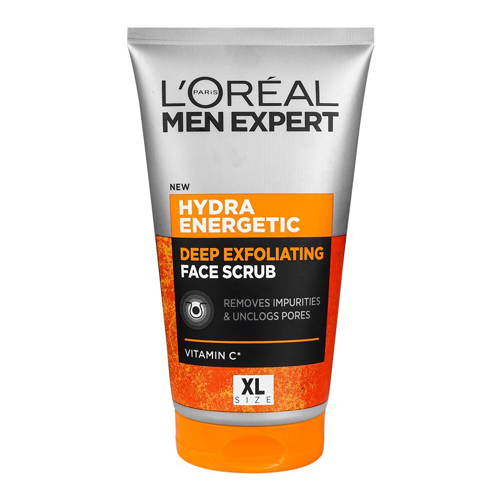 Loreal Men Expert Hydra Energetic Deep Exfoliating Face Scrub, Vitamin C, Xl Size, 150ml - Front View