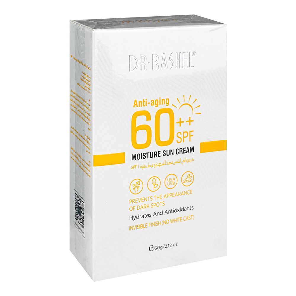 Dr.Rashel Anti-Aging Moisture Sun Cream, SPF 60++, No White Cast Sunscreen, Prevents Dark Spots, 60g - Front View