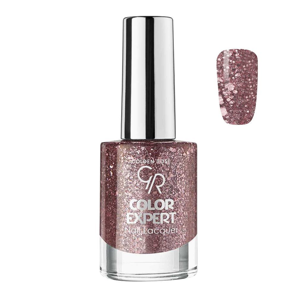 Golden Rose Color Expert Glitter Nail Polish/Lacquer, 607 - Front View