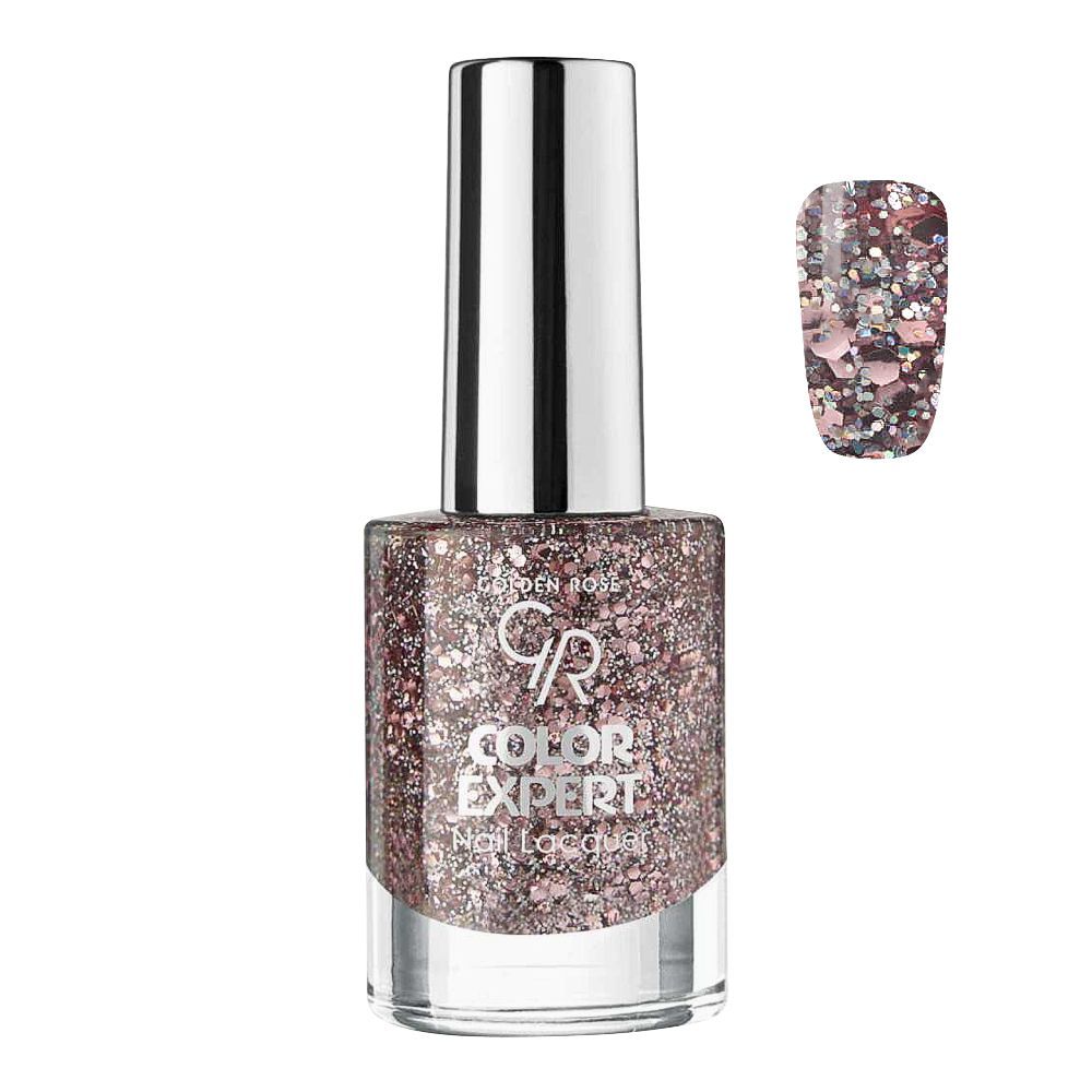 Golden Rose Color Expert Glitter Nail Polish/Lacquer, 608 - Front View