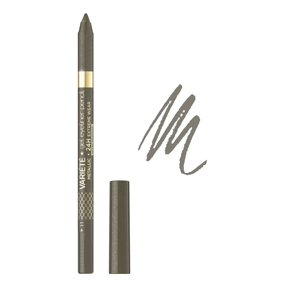 Eveline Variete Gel Eyeliner Pencil, Waterproof, 24 Hours Extreme Wear, 11 Khaki - Front View
