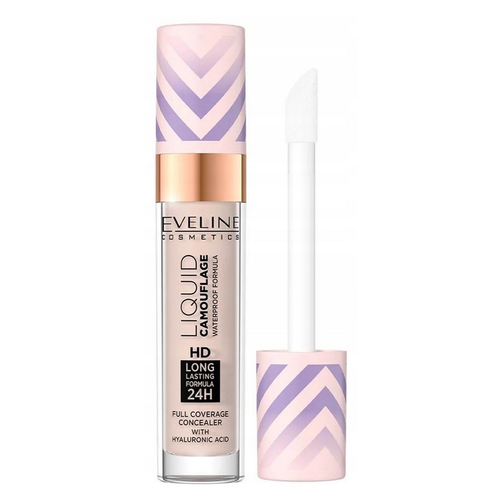Eveline Liquid Camouflage Full Coverage Concealer With Hyaluronic Acid, 7ml, 02 Light Vanilla - Front View