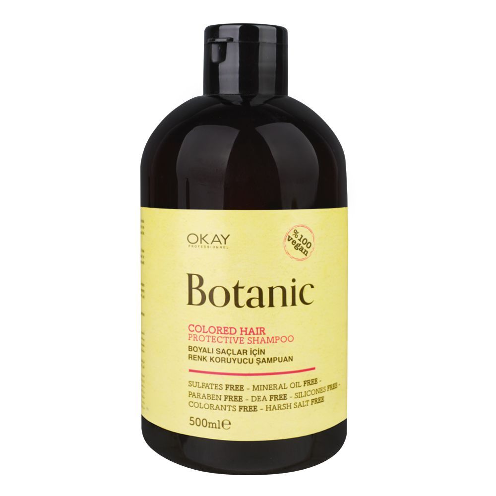 Okay Professionel Botanic Colored Hair Protective Shampoo, Vegan, Paraben & Sulfates Free, 500ml - Front View
