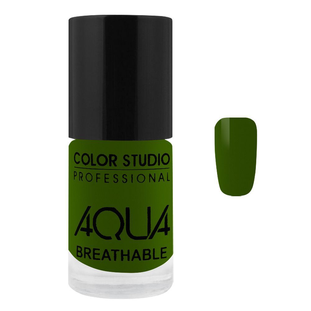 Color Studio Aqua Breathable Nail Polish, Jungle Green, 6ml - Front View