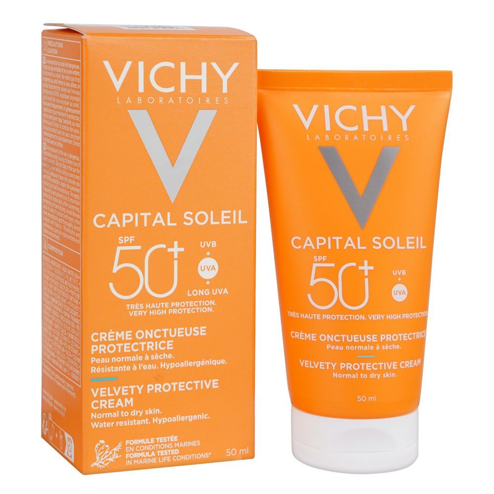 Vichy Capital Ideal Soleil SPF-50+ Velvety Face Sun Cream, For Sensitive Skin, 50ml - Front View
