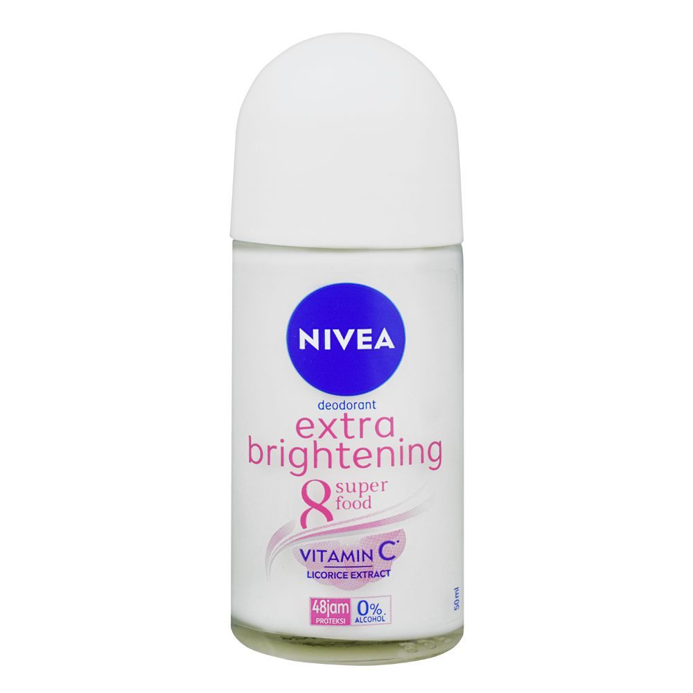 Nivea Extra Brightening 8 Super Food Vitamin C Underarm Roll-On, 50ml - Front View