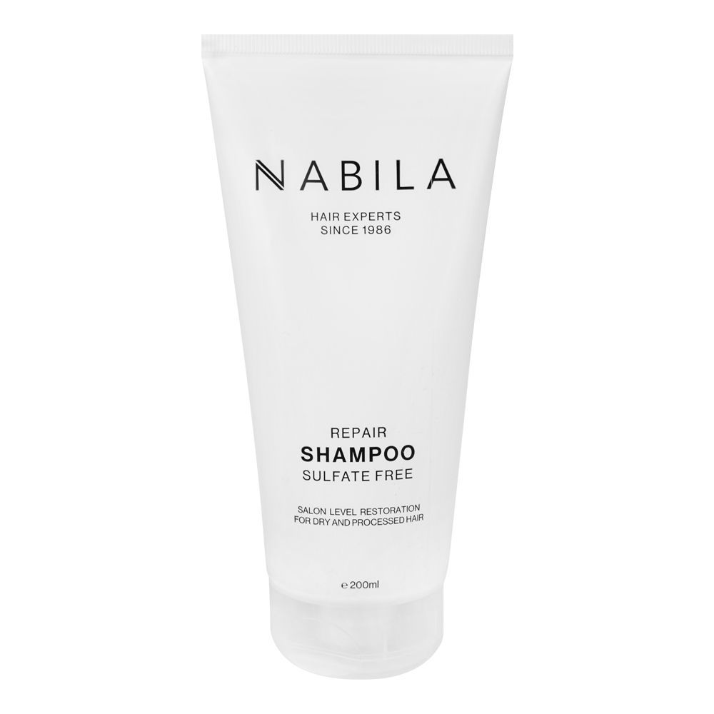 Nabila Hair Experts Sulfate Free Repair Shampoo, For Dry and Proceed Hair, 200ml - Front View