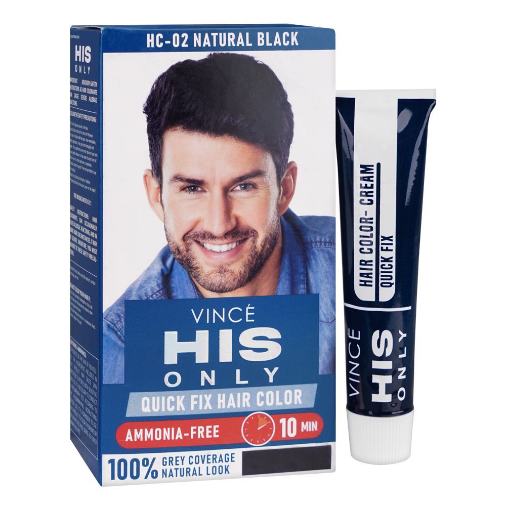 Vince His Only Ammonia Free Men Hair Color, HC-02 Natural Black - Front View