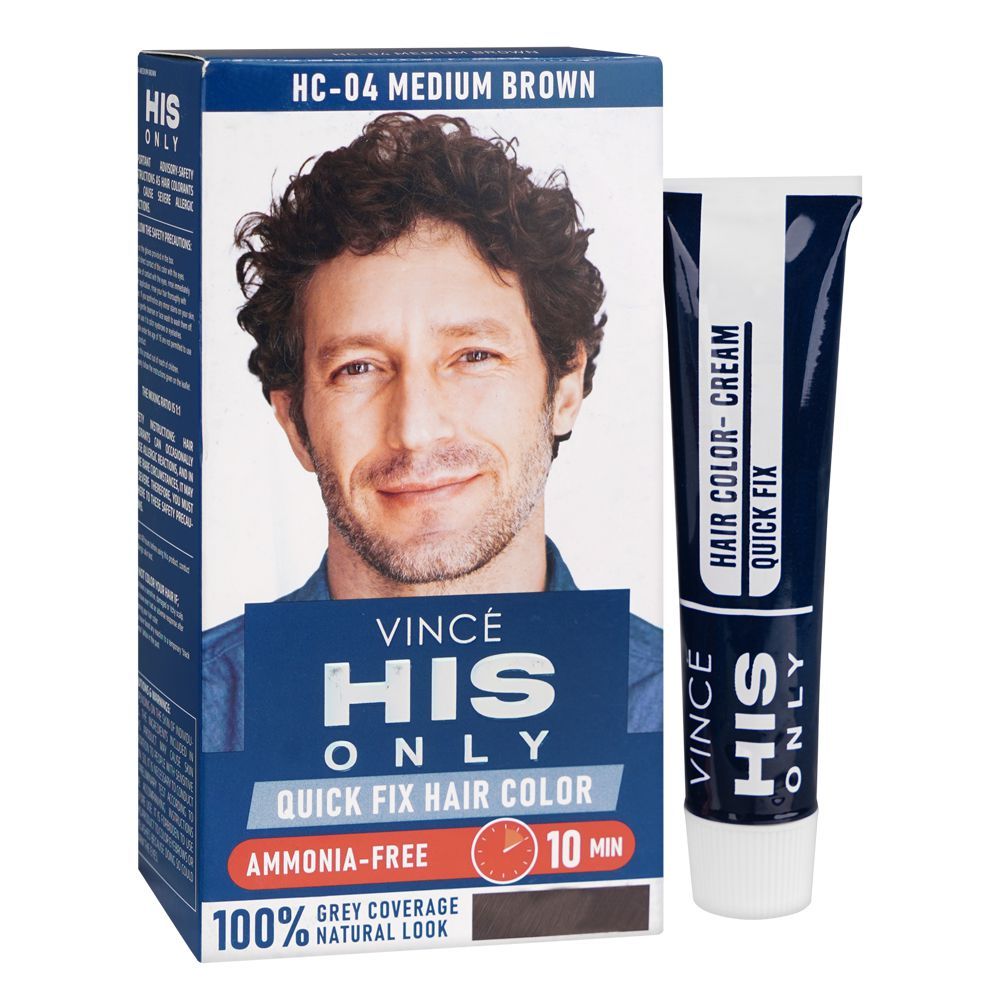 Vince His Only Ammonia Free Men Hair Color, HC-04 Medium Brown - Front View