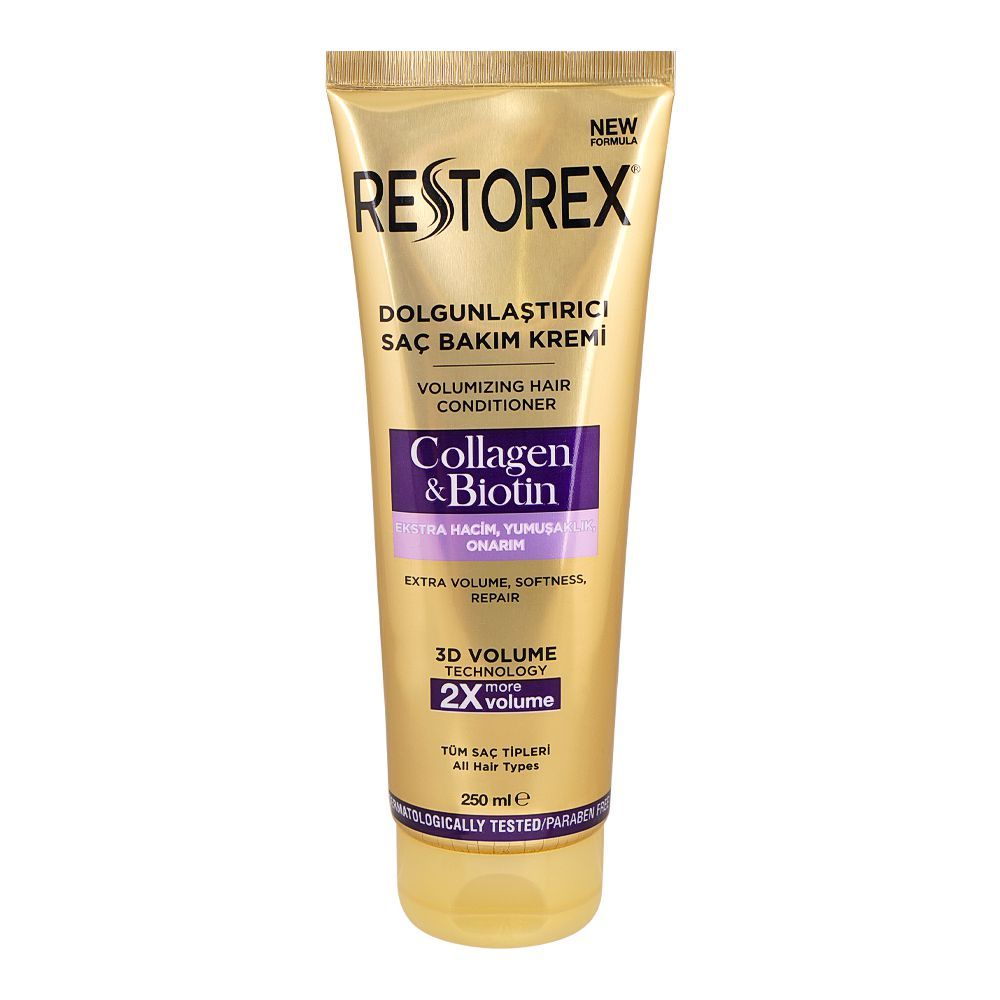 Restorex Collagen & Biotin Volumizing Hair Conditioner, For All Hair Types, 250ml - Front View