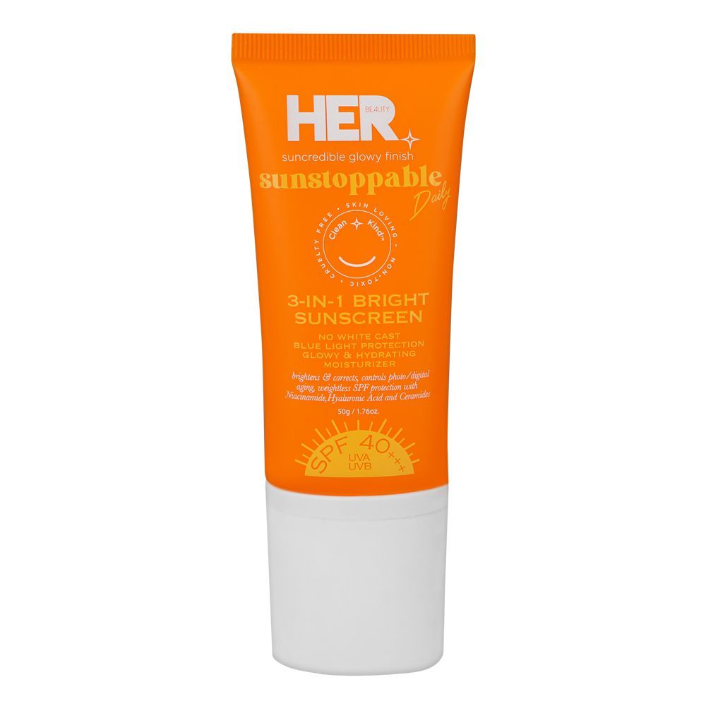Her Beauty Sunstoppable Daily 3-in-1 Bright Sunscreen, SPF40+++, 50g - Front View
