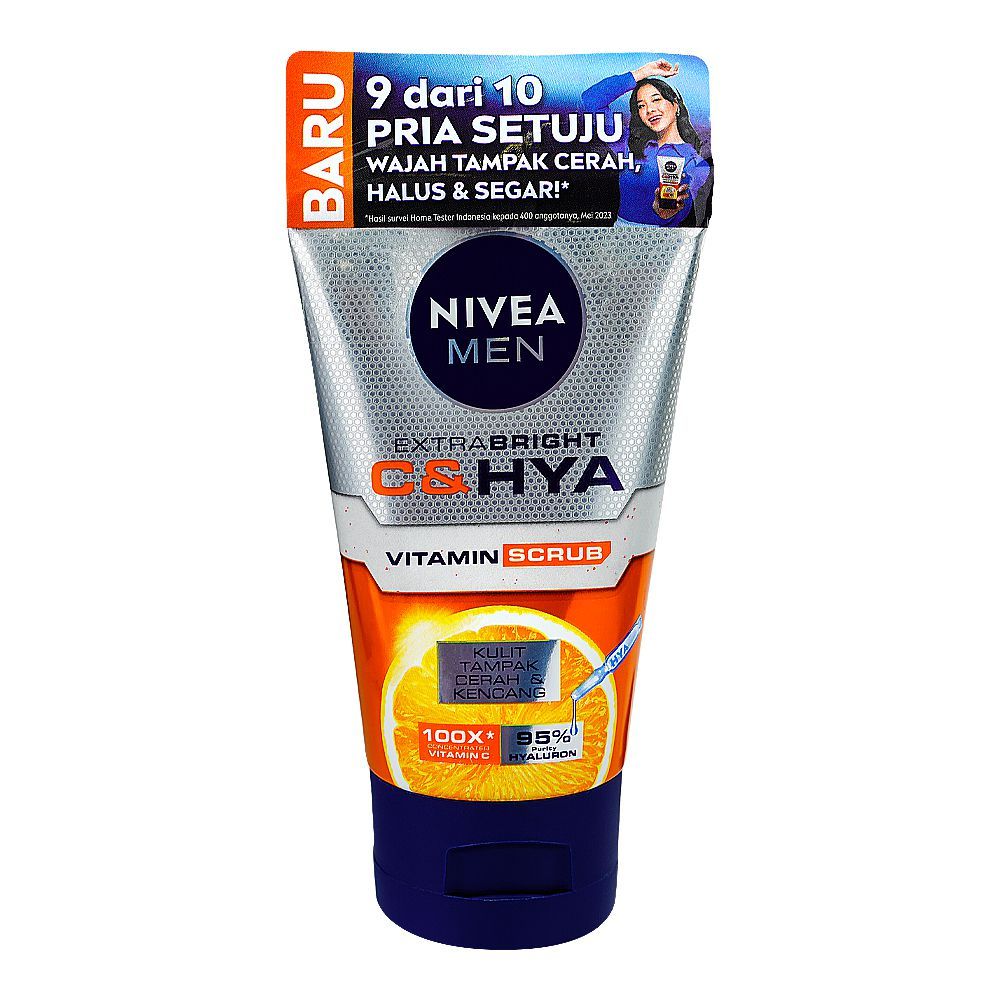 Nivea Men Extra Bright Vitamin-C & HYA Scrub, 100ml - Front View