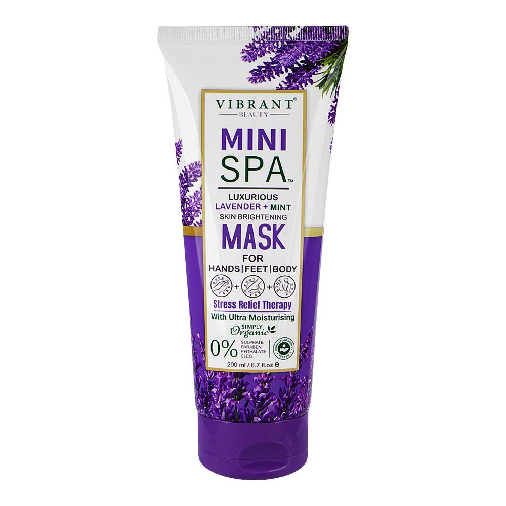 Vibrant Beauty Mini SPA Luxurious Lavender+Mint Skin Brightening Mask, 200ml - Front View