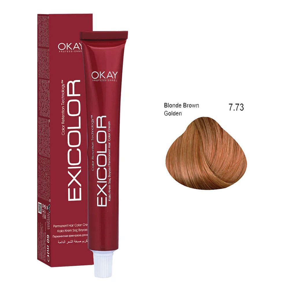 Neva Exicolor Permanent Hair Color Cream, 60ml, 7.73 Blonde Brown Golden - Front View