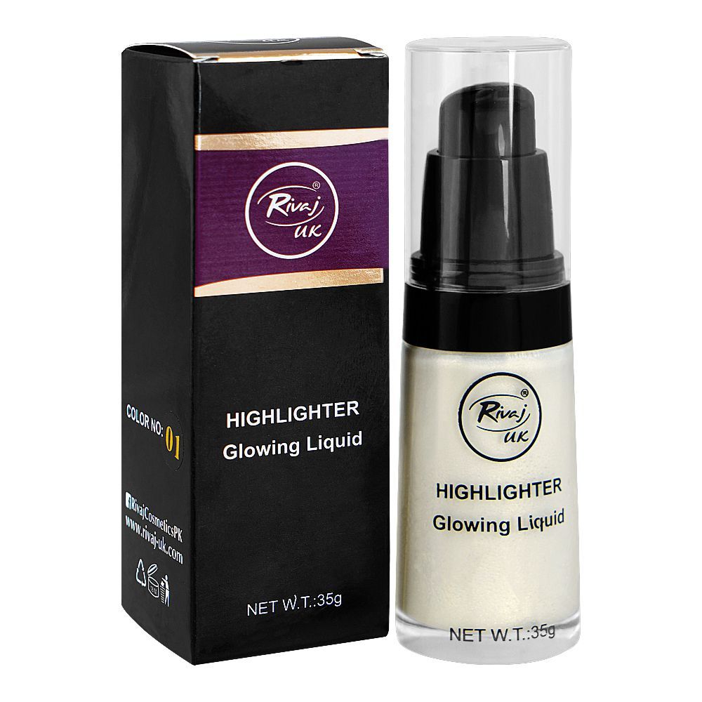Rivaj UK Highlighter Glowing Liquid, 35ml, No. 01 - Front View
