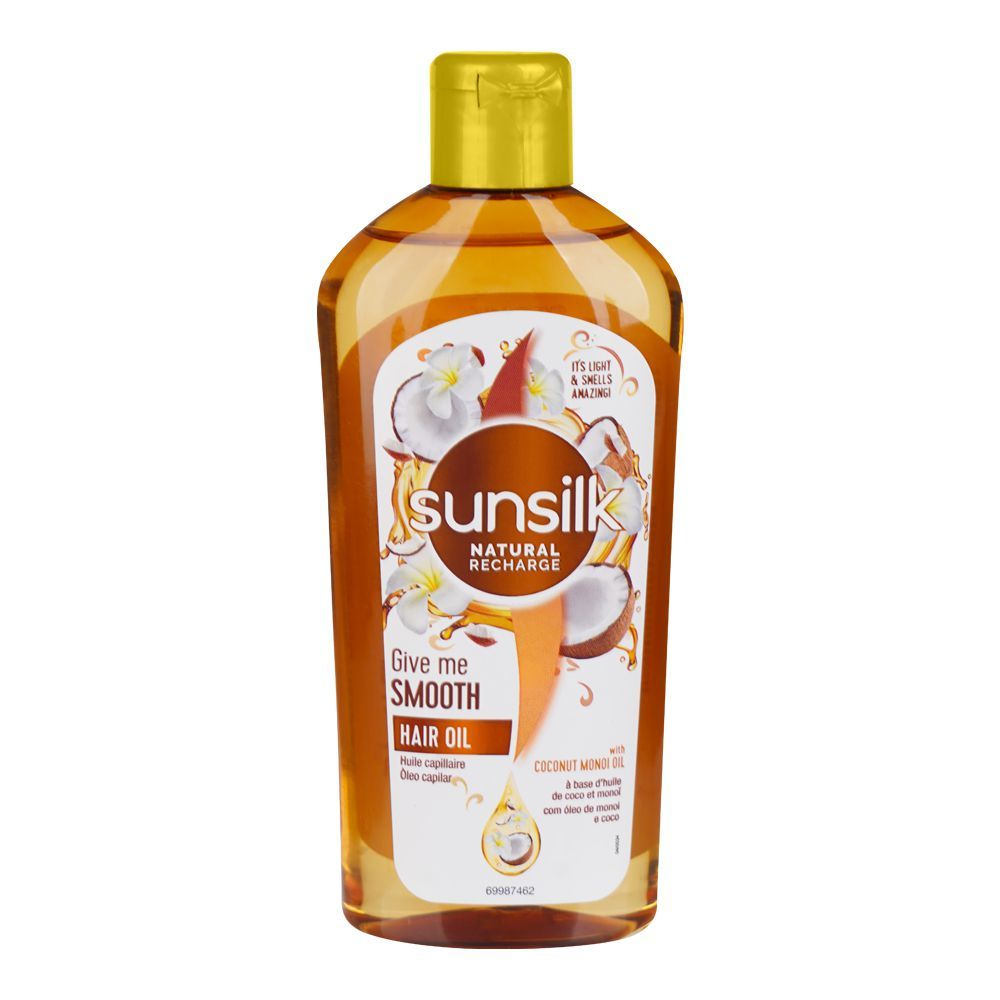 Sunsilk Natural Recharge Give Me Smooth Coconut Monoi Hair Oil, 250ml - Front View