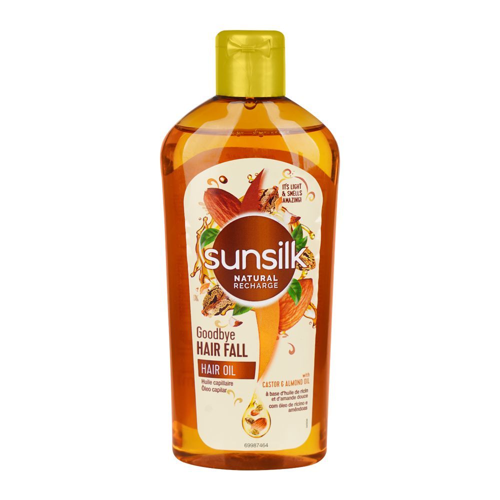 Sunsilk Natural Recharge Goodbye Hair Fall Castor & Almond Hair Oil, 250ml - Front View