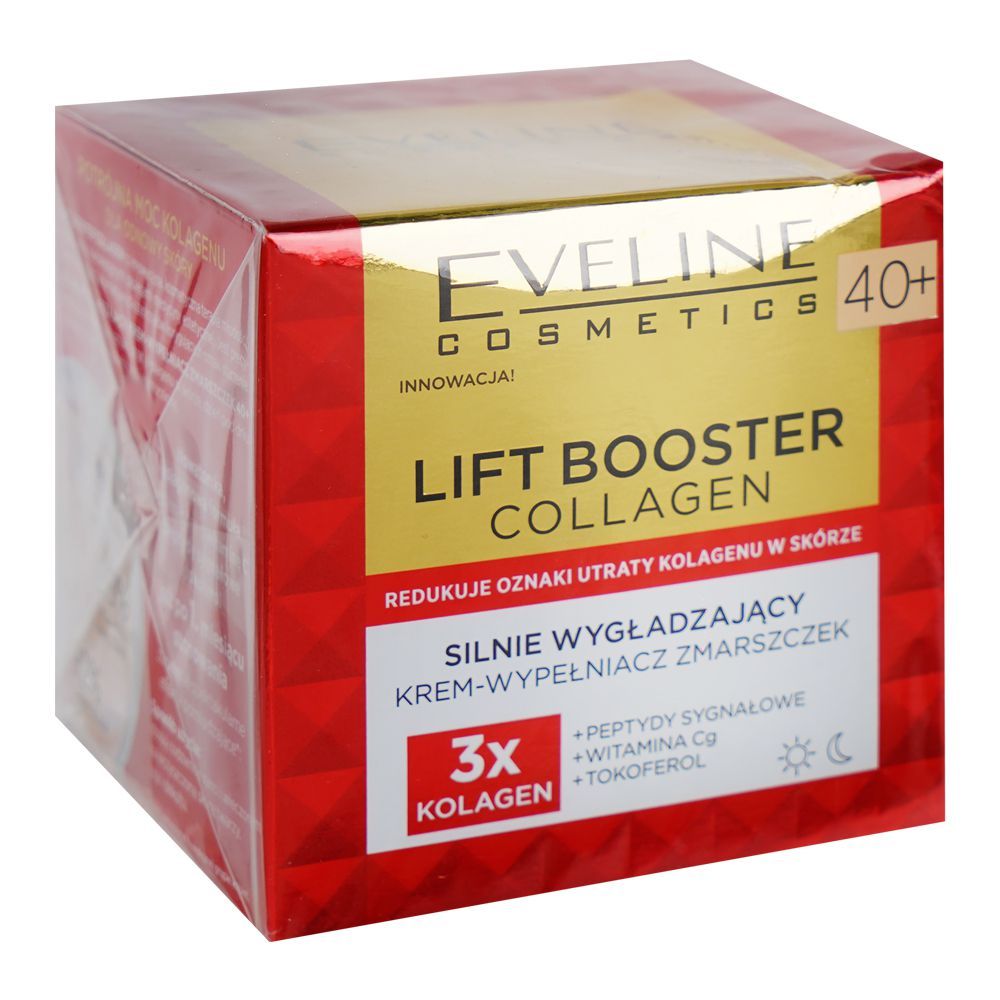 Eveline Lift Booster Collagen Strongly Smoothing Wrinkle Filler Anti-Aging Cream 40+, 50ml - Front View