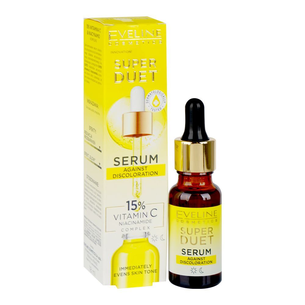 Eveline Super Duet 15% Vitamin C & Niacinamide Complex Serum Against Discoloration, 18ml - Front View