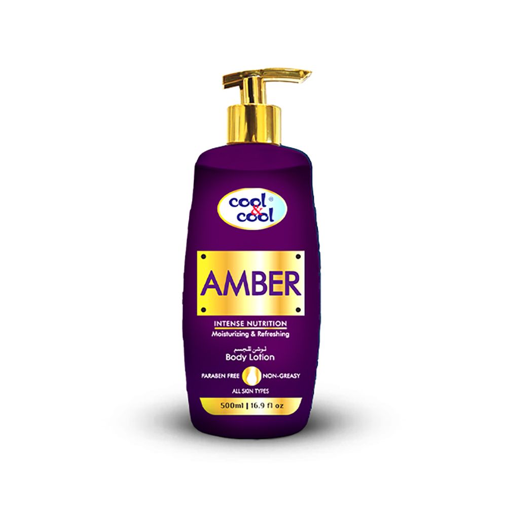 Cool & Cool Amber Body Lotion, Non Greasy & Paraben Free, For All Skin Types, 500ml - Front View