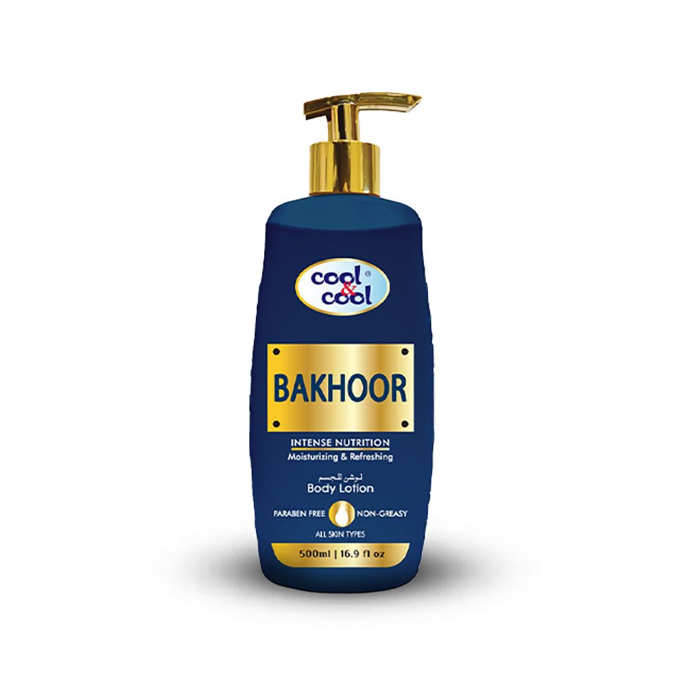 Cool & Cool Bakhoor Body Lotion, Non Greasy & Paraben Free, For All Skin Types, 500ml - Front View