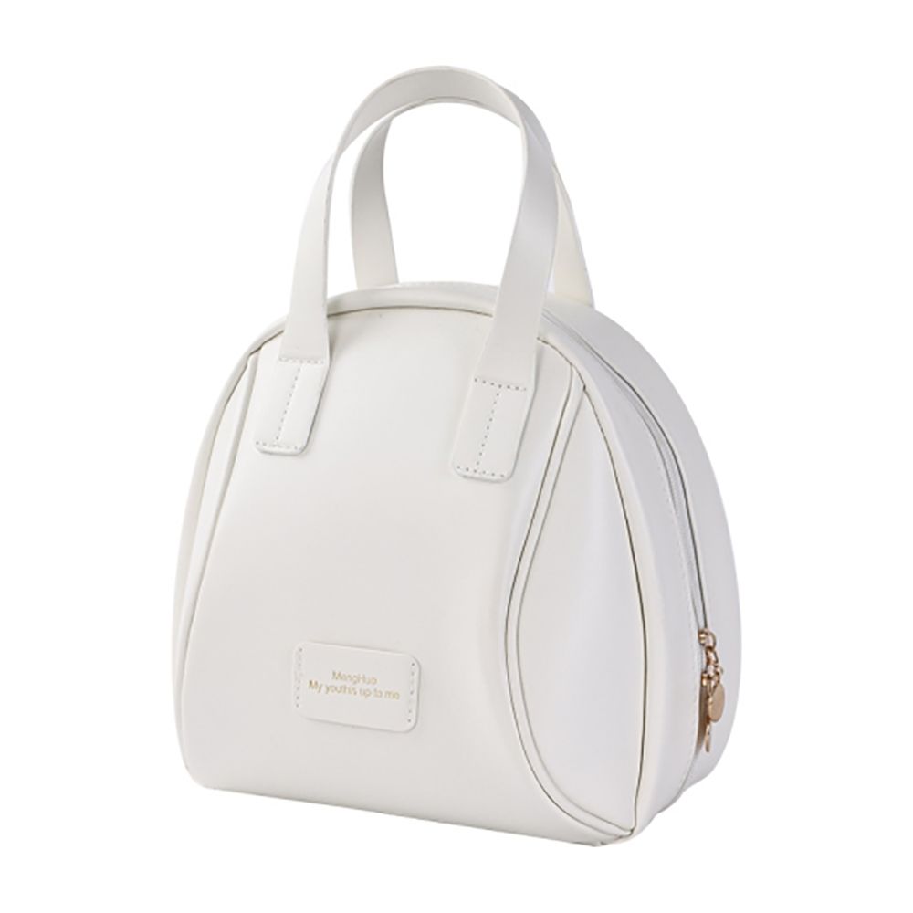 Handle-top Travel Cosmetic Bag, Makeup Organizer & Toiletry Pouch, White - Front View