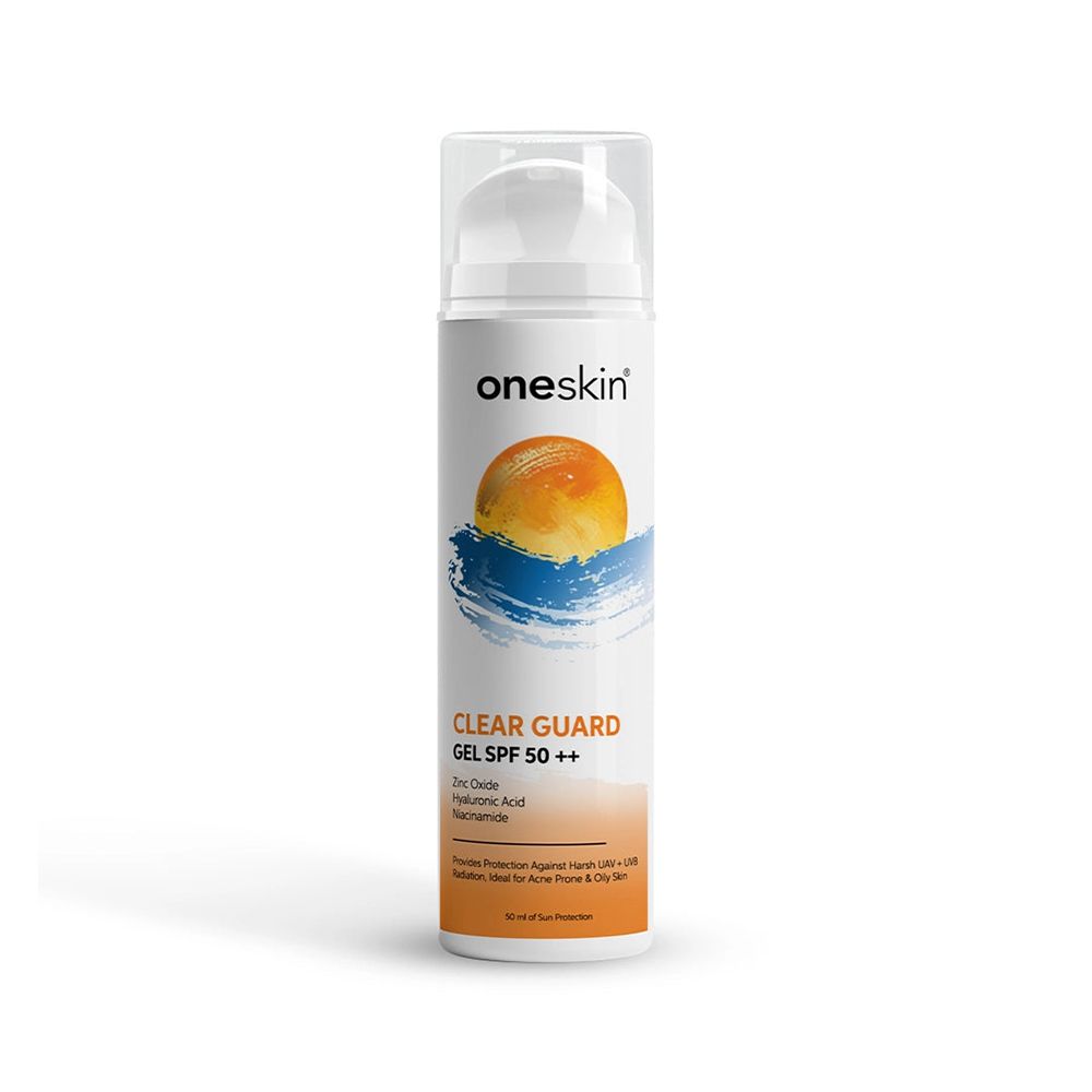 Oneskin Clear Guard Gel SPF 50++ Sunblock with Zinc Oxide, Hyaluronic Acid & Niacinamide, 50ml - Front View