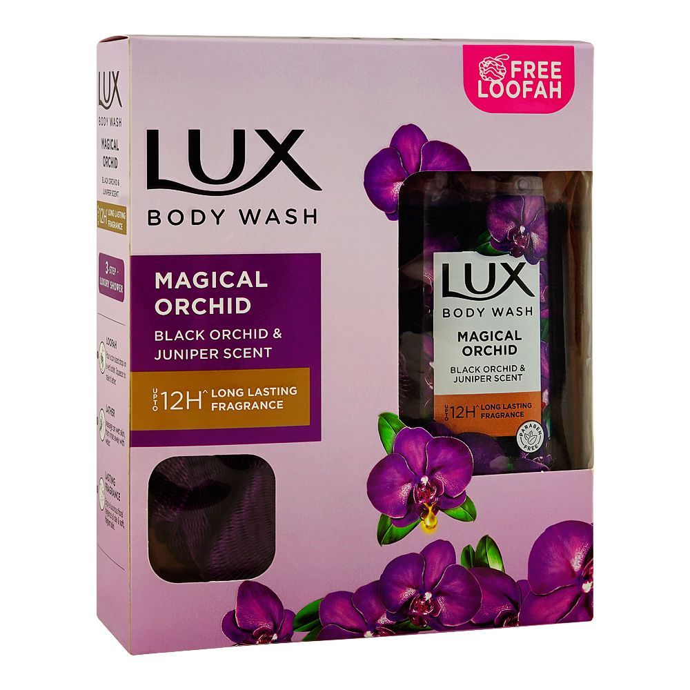 Lux Magical Orchid Body Wash with Black Orchid & Juniper Scent, Paraben Free, Free Loofah, 250ml - Front View