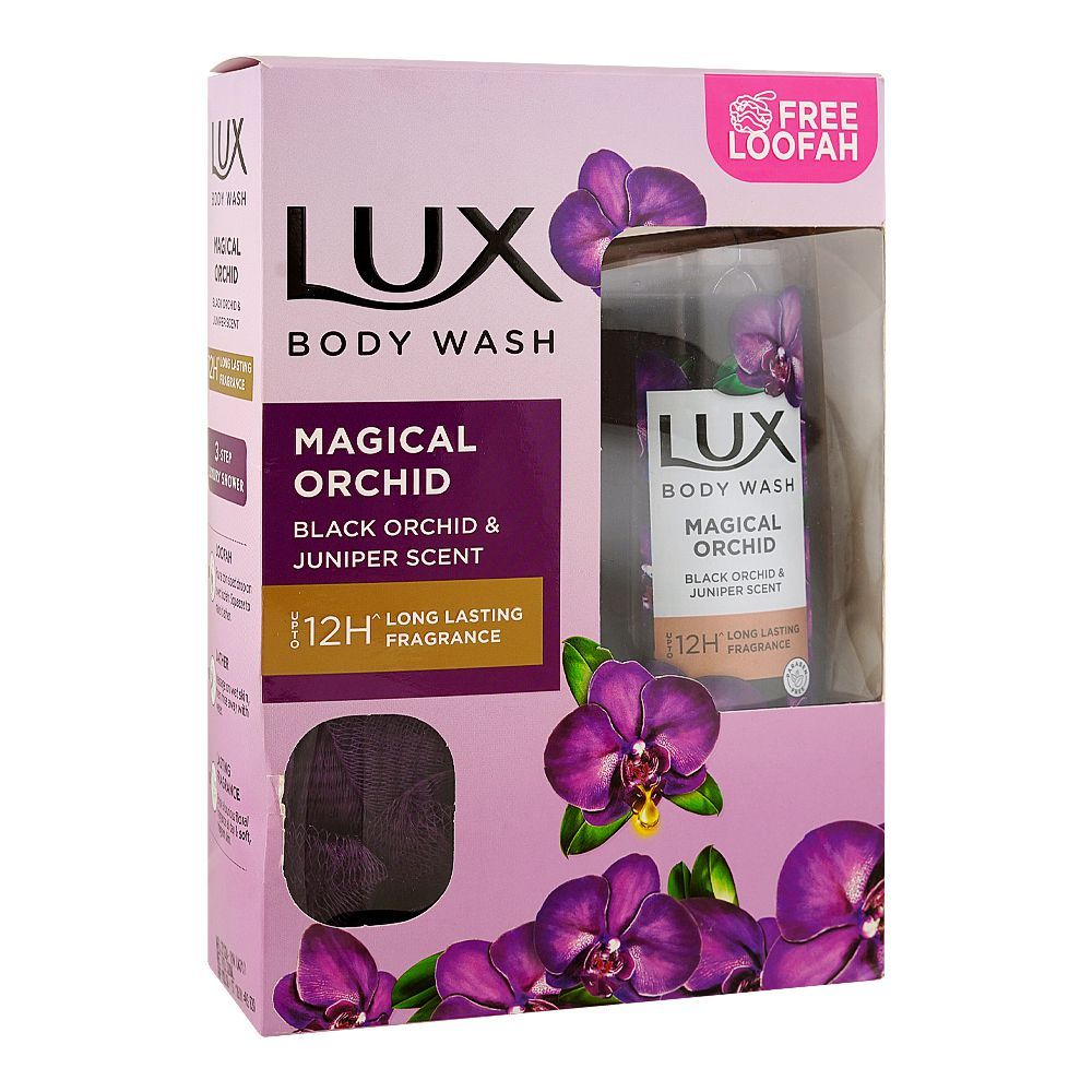Lux Magical Orchid Body Wash with Black Orchid & Juniper Scent, Paraben Free, Free Loofah, 520ml - Front View