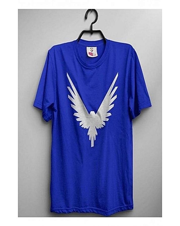 Blue Logan Paul Maverick Bird Cotton Printed T-Shirt - Front View - AceCart