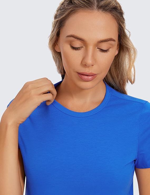 Women's Workout Crop Top T-Shirt Yoga Running Basic Tee Royal Blue