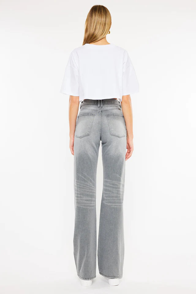 Back view of Alessia ultra high rise 90's flare jeans for women Pakistan