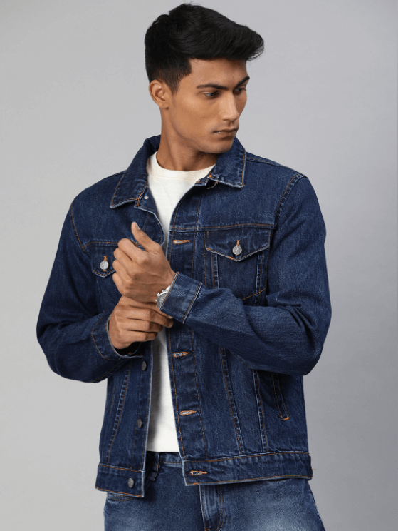 Purchase Men's Dark Blue Denim Jacket Classic Versatile