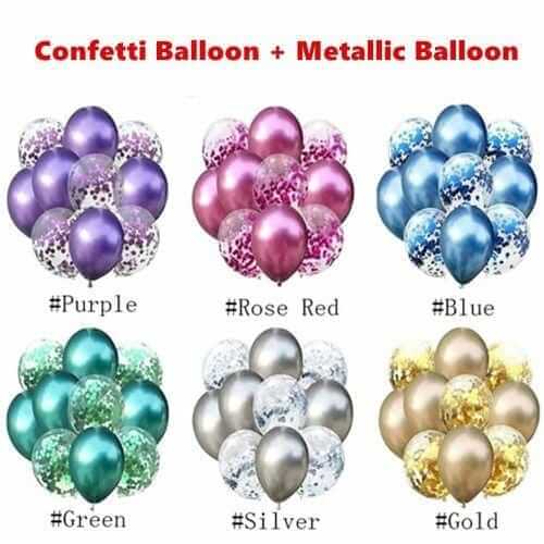 Balloons 5 Confetti + 5 Metallic Purple (Pack of 10)