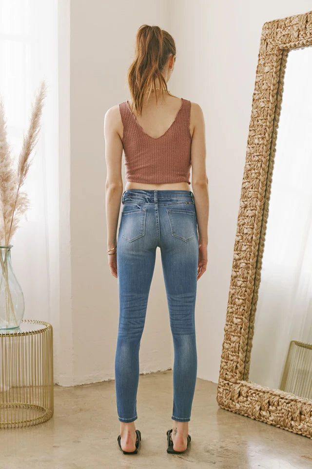 Mendy Mid Rise Super Skinny Mid Blue Jeans