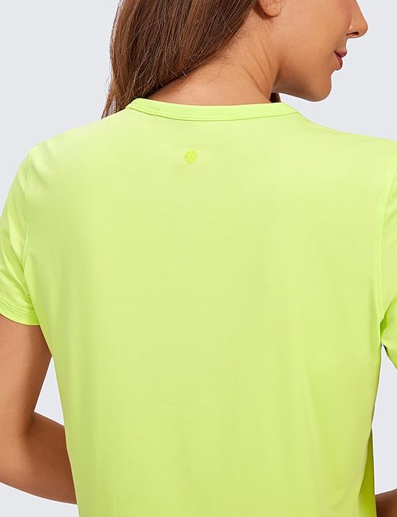 Women's Workout Crop Top T-Shirt Yoga Running Basic Tee Light Green