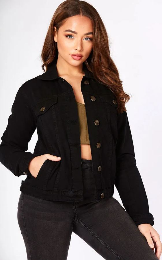 Women Black Solid Jacket  - Front View - Available in Sizes M