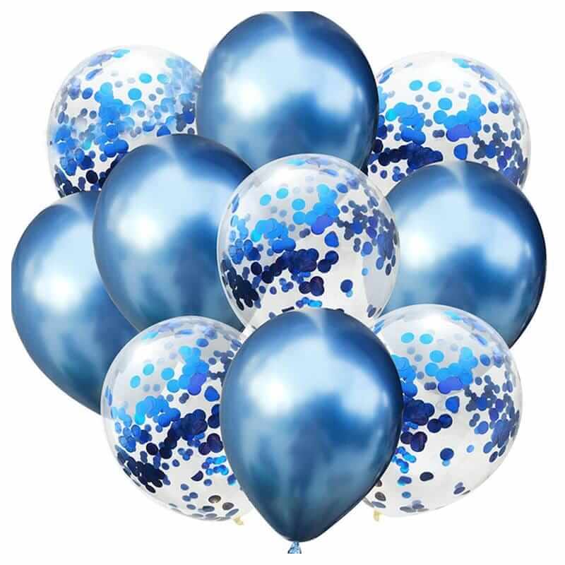 Balloons 5 Confetti + 5 Metallic Blue (Pack of 10) - AceCart