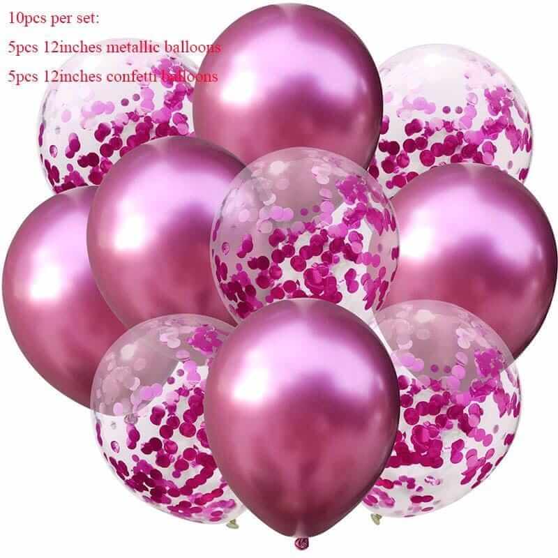 Balloons 5 Confetti + 5 Metallic Pink (Pack of 10) - AceCart
