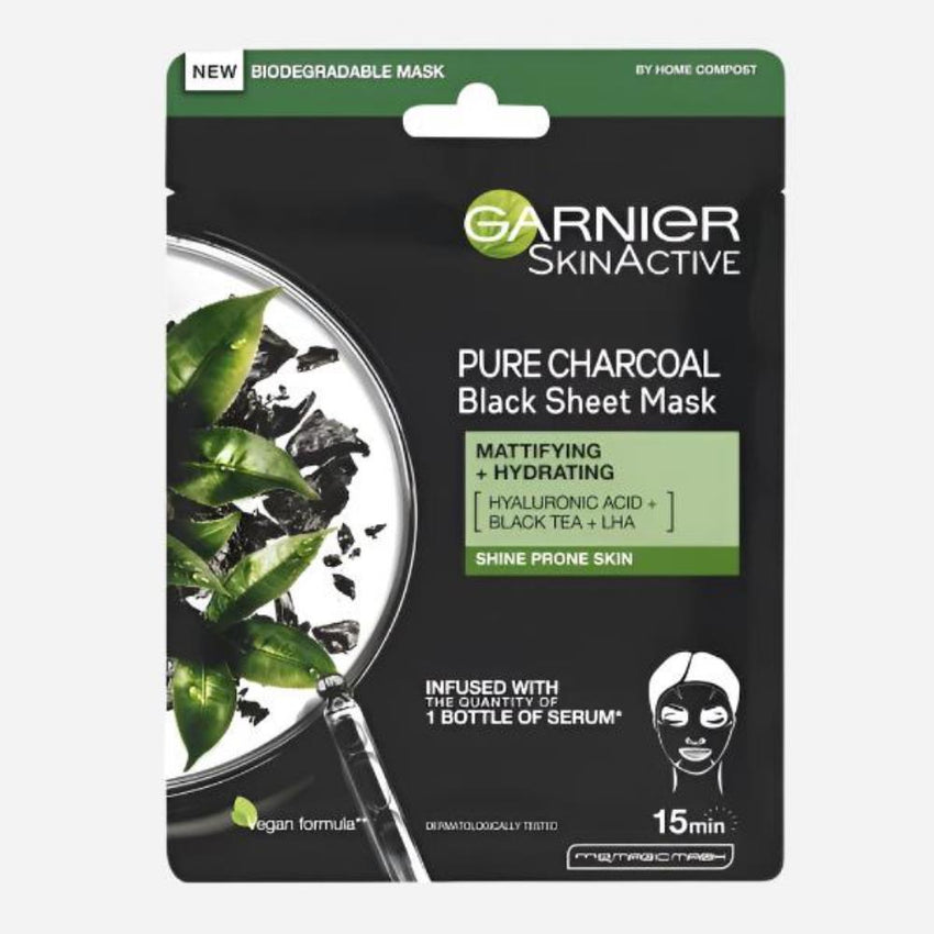 Garnier Skin Active Pure Charcoal Mask With Black Tea - Front View
