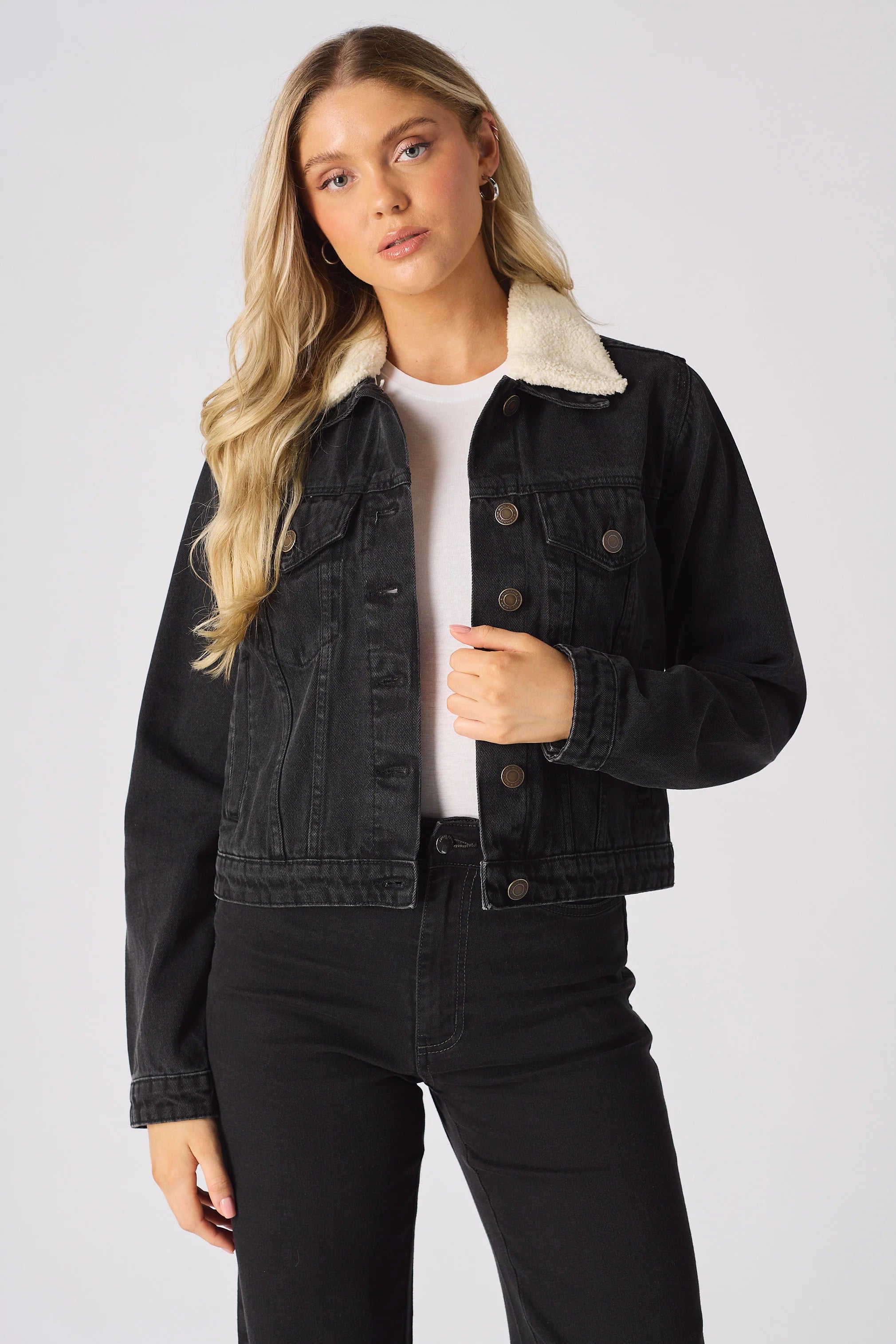 Trucker Jacket Black Jean Jackets With Fur Buy Women's Sherpa