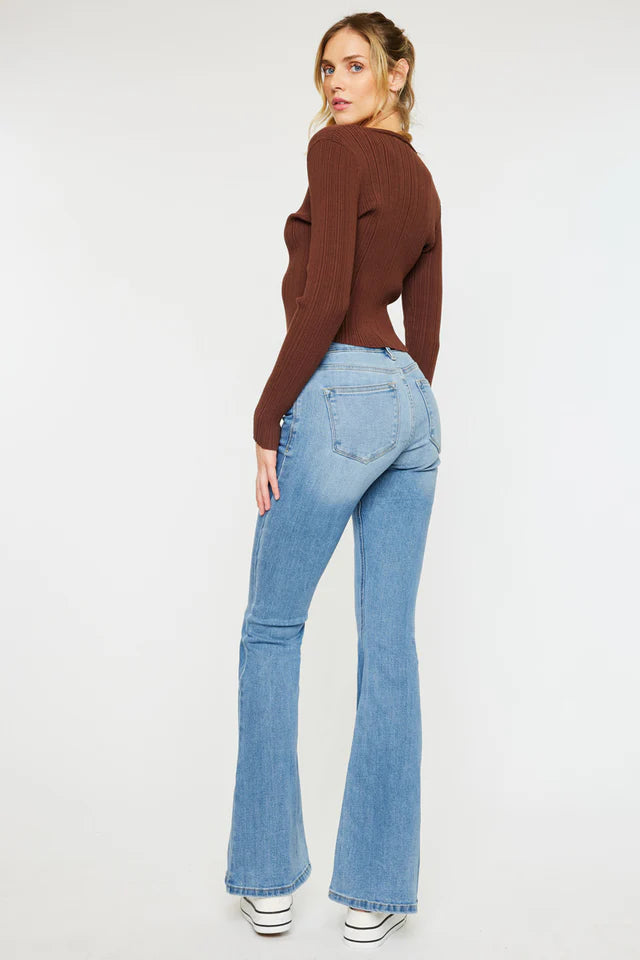 Back view of Samuel mid rise flare jeans for women Light Blue Pakistan